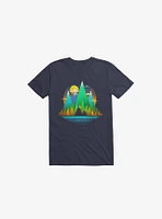 Geometric Landscape Bears Navy Blue T-Shirt