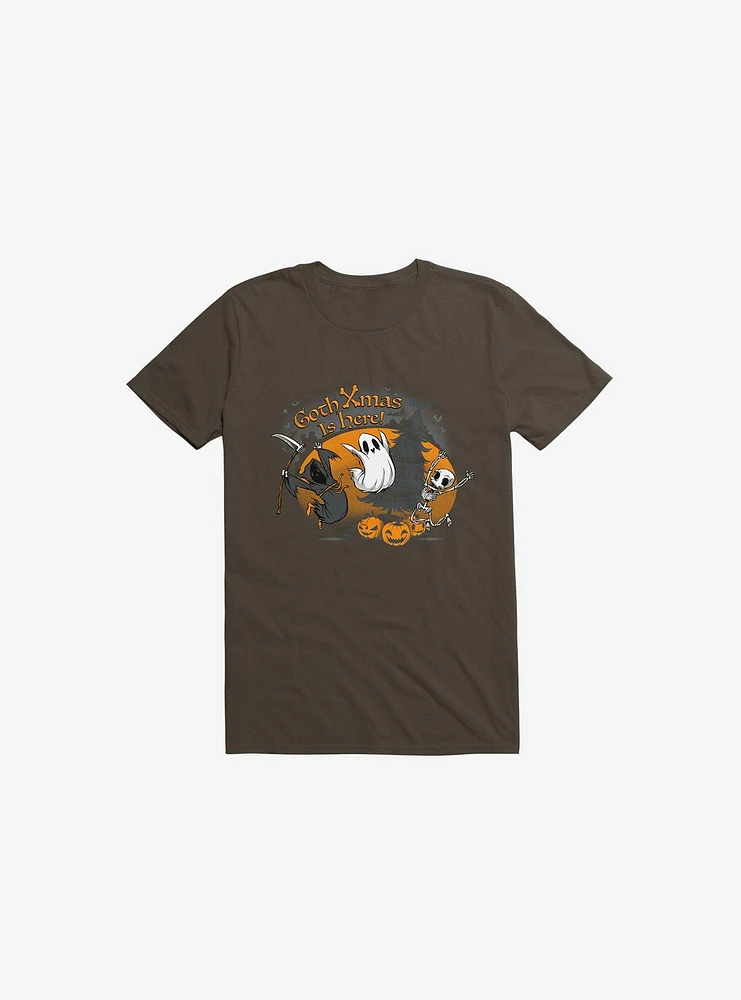 Goth Xmas Is Here Brown T-Shirt