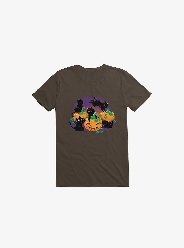 Hello Cat Halloween Brown T-Shirt
