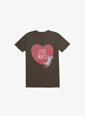 Love Hurts Cat Brown T-Shirt