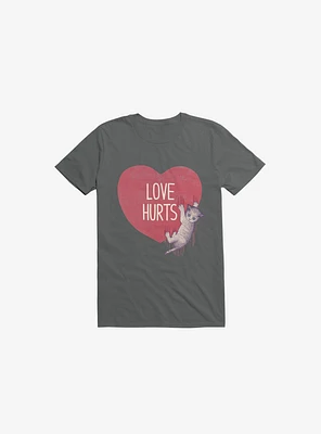 Love Hurts Cat Charcoal Grey T-Shirt