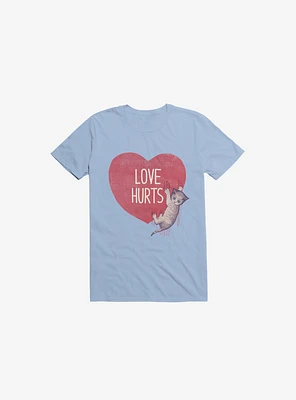 Love Hurts Cat Light Blue T-Shirt