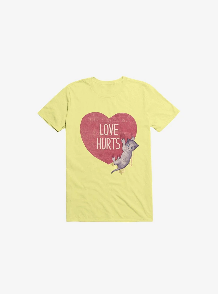 Love Hurts Cat Corn Silk Yellow T-Shirt