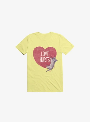 Love Hurts Cat Corn Silk Yellow T-Shirt