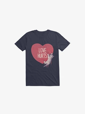 Love Hurts Cat Navy Blue T-Shirt