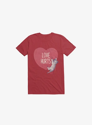 Love Hurts Cat Red T-Shirt