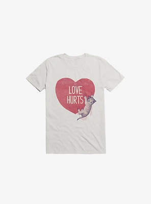 Love Hurts Cat White T-Shirt