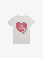 Love Hurts Cat White T-Shirt