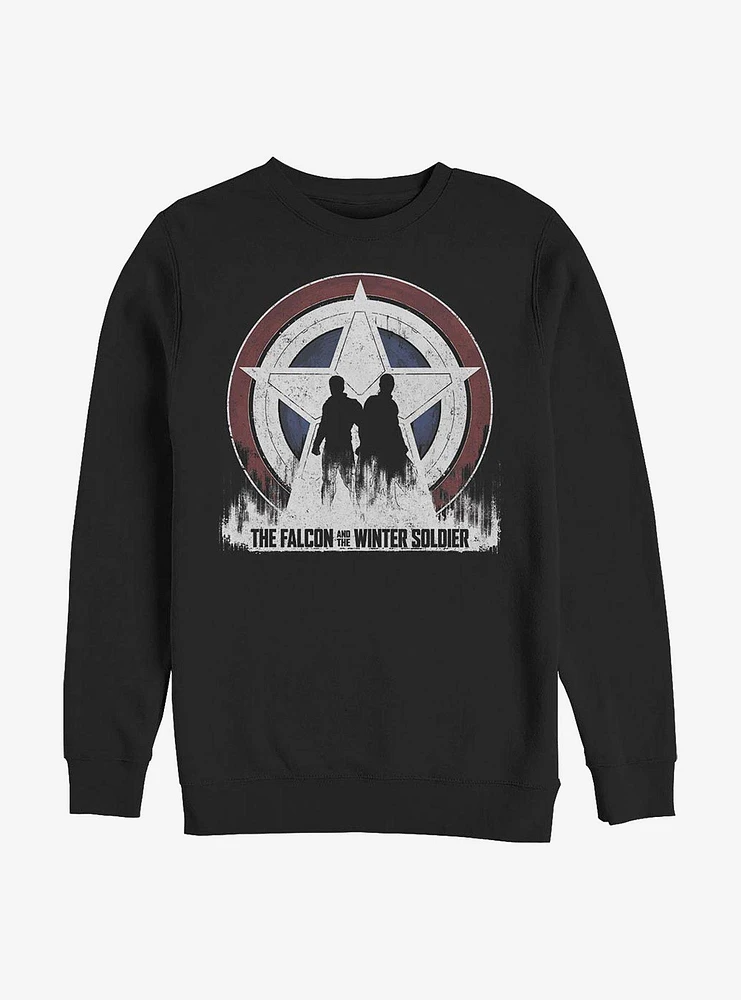 Marvel The Falcon And Winter Soldier Silhouette Shield Crew Sweatshirt