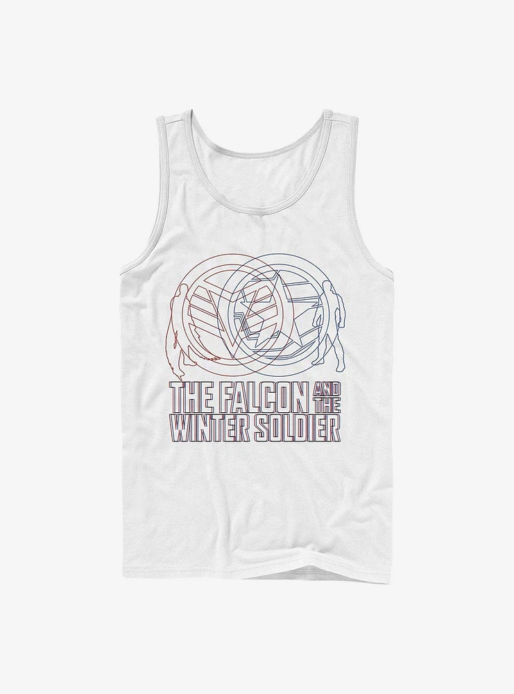 Marvel The Falcon And Winter Soldier Red Blue Wireframe Tank