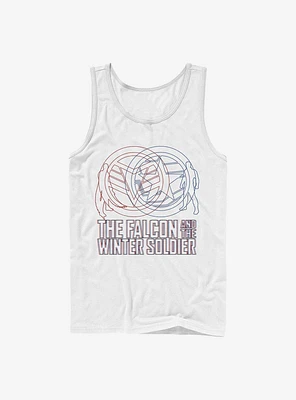 Marvel The Falcon And Winter Soldier Red Blue Wireframe Tank