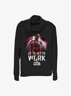 Marvel The Falcon And Winter Soldier Let's Get To Work Cowlneck Long-Sleeve Girls Top
