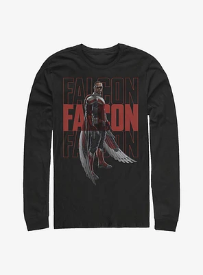 Marvel The Falcon And Winter Soldier Repeating Name Long-Sleeve T-Shirt