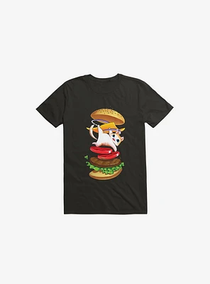 Hamburger Cat Black T-Shirt