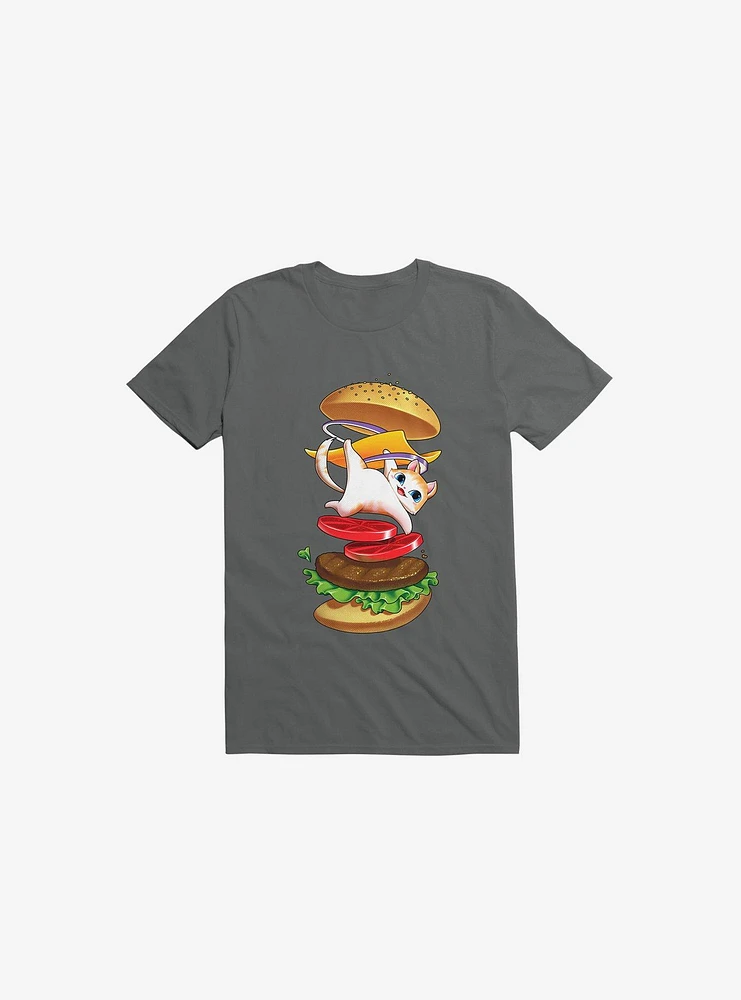 Hamburger Cat Charcoal Grey T-Shirt