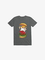 Hamburger Cat Charcoal Grey T-Shirt