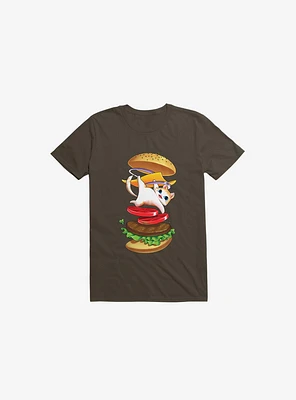 Hamburger Cat Brown T-Shirt