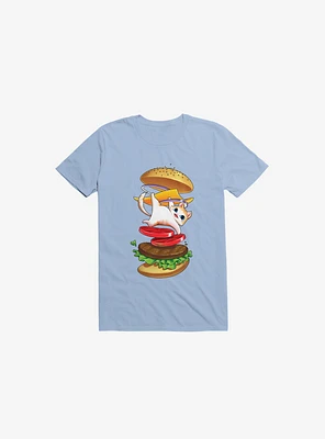 Hamburger Cat Light Blue T-Shirt