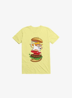 Hamburger Cat Corn Silk Yellow T-Shirt