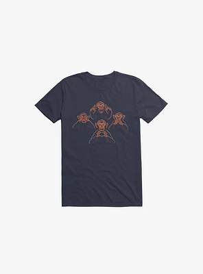 Four Wise Monkeys Navy Blue T-Shirt