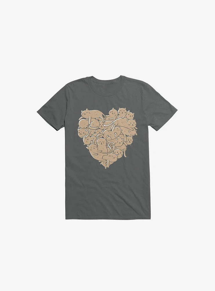 I Love Cats Heart Charcoal Grey T-Shirt