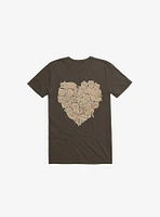 I Love Cats Heart Brown T-Shirt