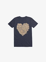 I Love Cats Heart Navy Blue T-Shirt