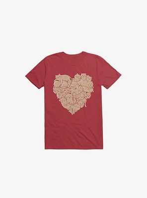 I Love Cats Heart Red T-Shirt
