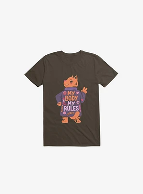 My Body Rules Cat Brown T-Shirt