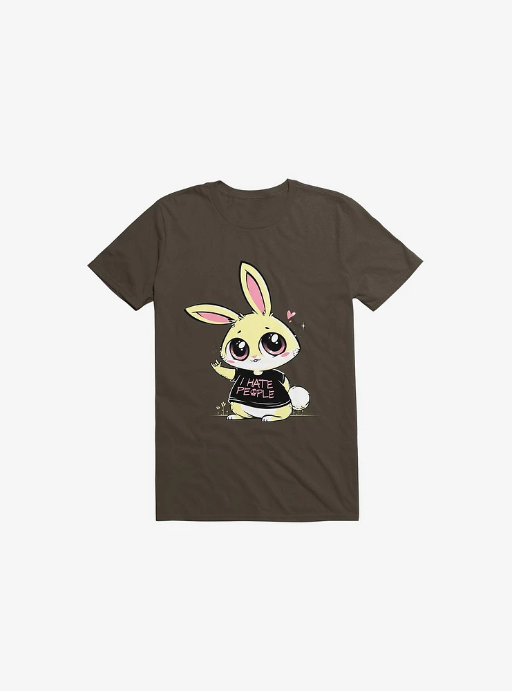 I Hate People Bunny Brown T-Shirt