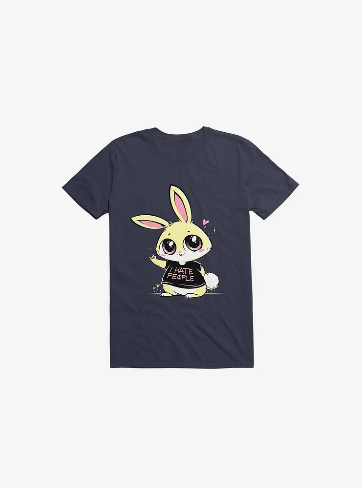 I Hate People Bunny Navy Blue T-Shirt