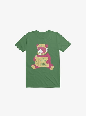 The Future Is Female Bear Astronaut Kelly Green T-Shirt