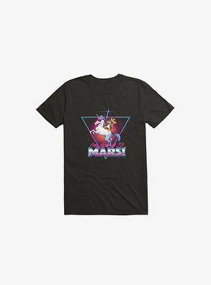 I'm Going To Mars! Cat Riding Unicorn Black T-Shirt