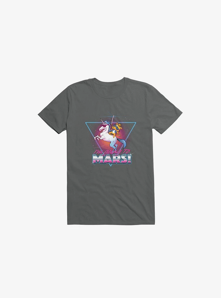 I'm Going To Mars! Cat Riding Unicorn Charcoal Grey T-Shirt