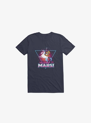I'm Going To Mars! Cat Riding Unicorn Navy Blue T-Shirt