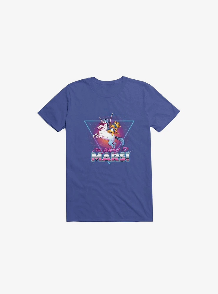 I'm Going To Mars! Cat Riding Unicorn Royal Blue T-Shirt