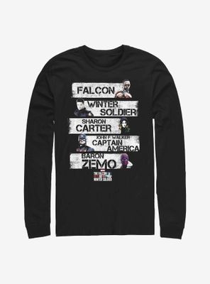 Marvel The Falcon And Winter Soldier Character Stack Long-Sleeve T-Shirt