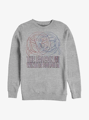 Marvel The Falcon And Winter Soldier Red Blue Wireframe Sweatshirt