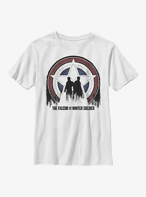 Marvel The Falcon And Winter Soldier Silhouette Shield Youth T-Shirt