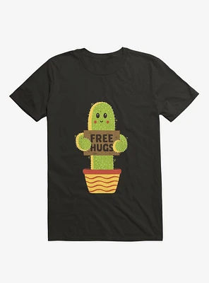 Free Hugs Cactus Black T-Shirt