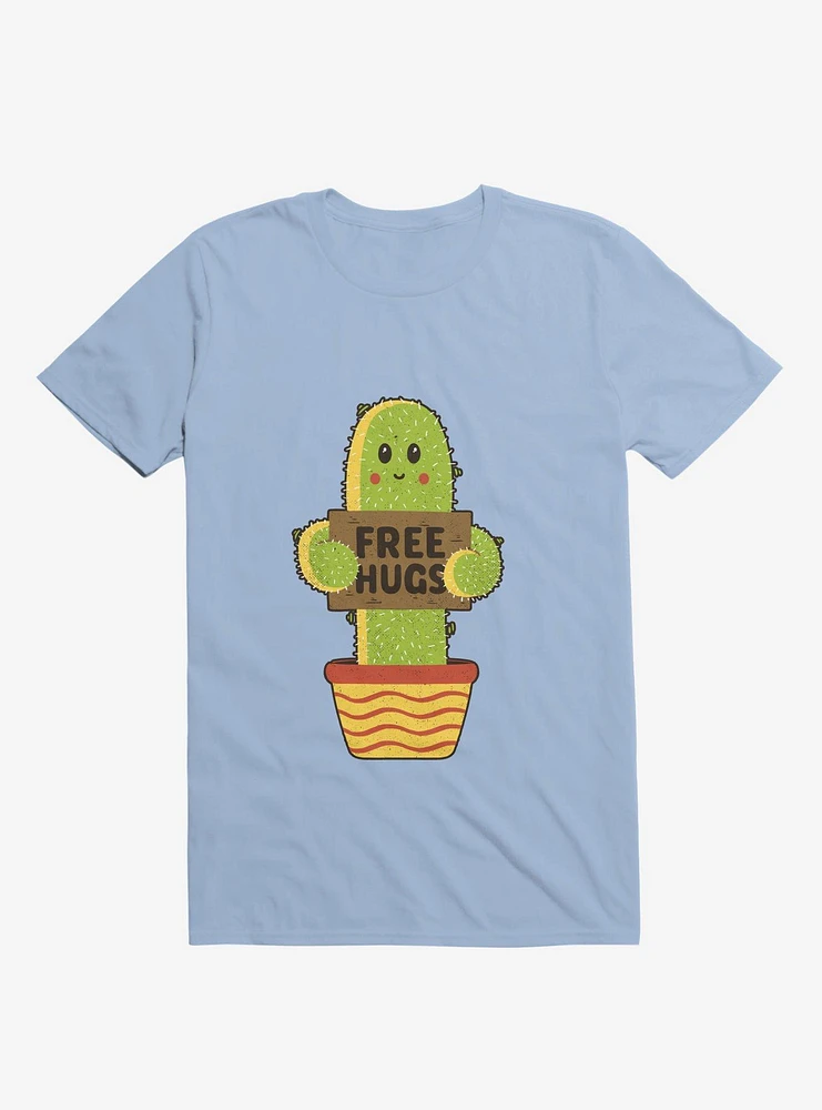 Free Hugs Cactus Light Blue T-Shirt