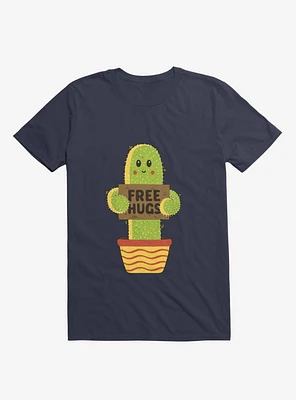 Free Hugs Cactus Navy Blue T-Shirt