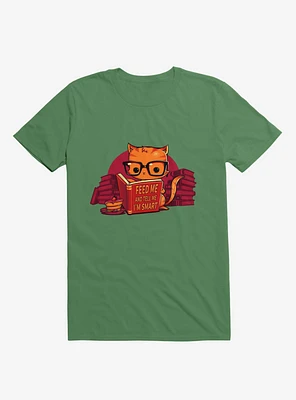 Feed Me And Tell I'm Smart Cat Kelly Green T-Shirt