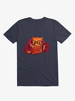 Feed Me And Tell I'm Smart Cat Navy Blue T-Shirt