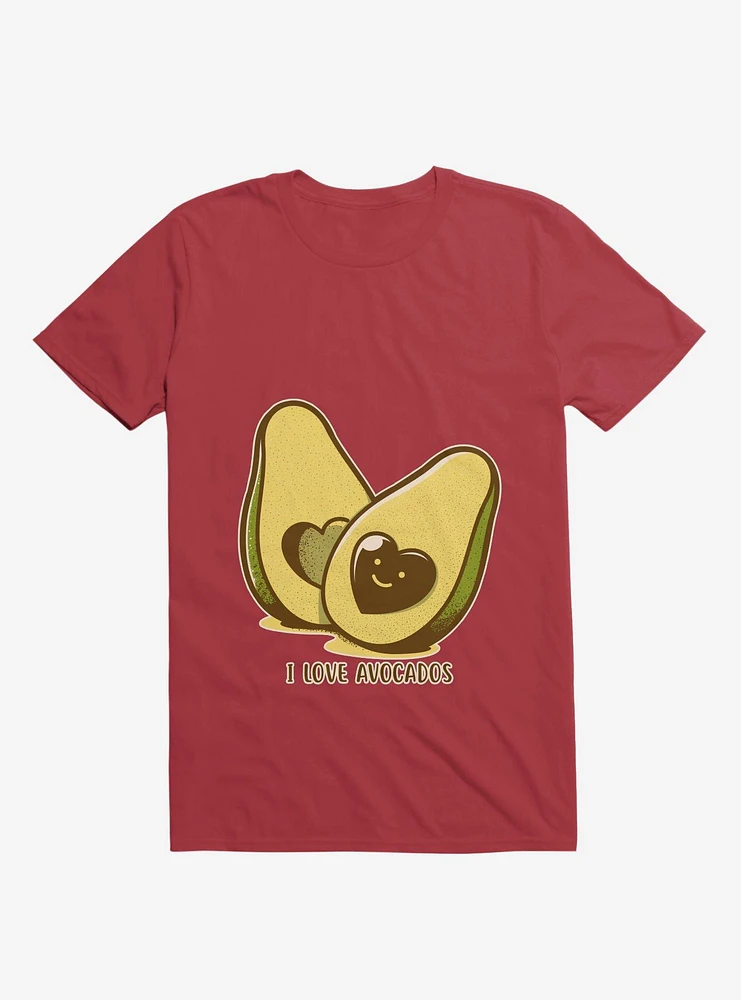 I Love Avocados Red T-Shirt