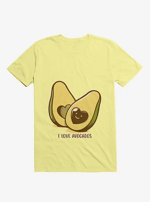I Love Avocados Corn Silk Yellow T-Shirt