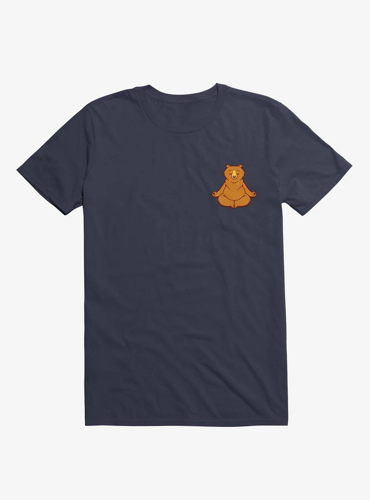 Bear Animals Meditation Zen Buddhism Navy Blue T-Shirt
