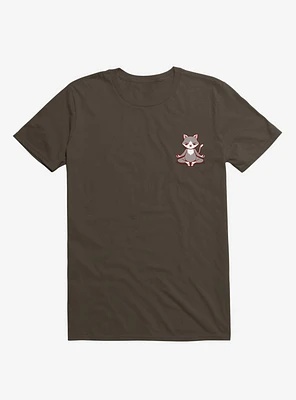 Cat Animals Meditation Zen Buddhism Brown T-Shirt