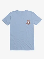 Cat Animals Meditation Zen Buddhism Light Blue T-Shirt