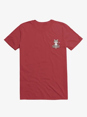 Cat Animals Meditation Zen Buddhism Red T-Shirt